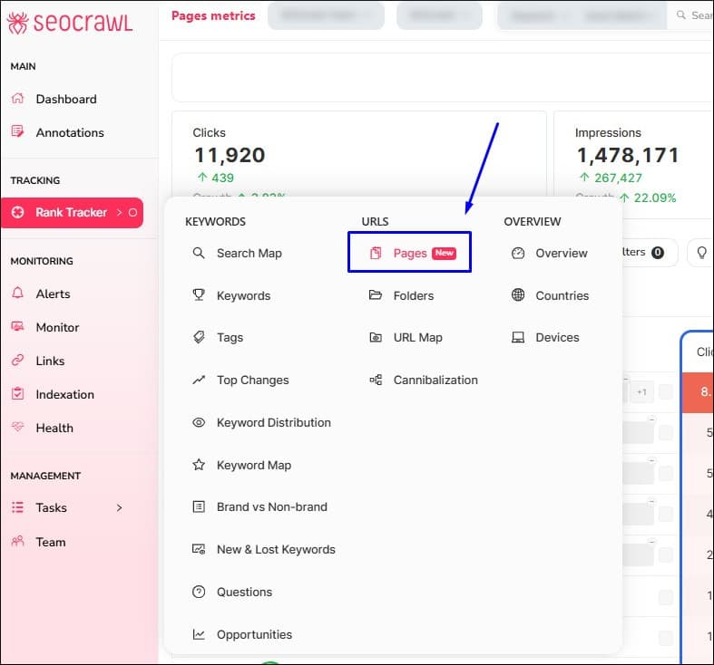 New Functionality within URL Rank Tracker in SEOcrawl