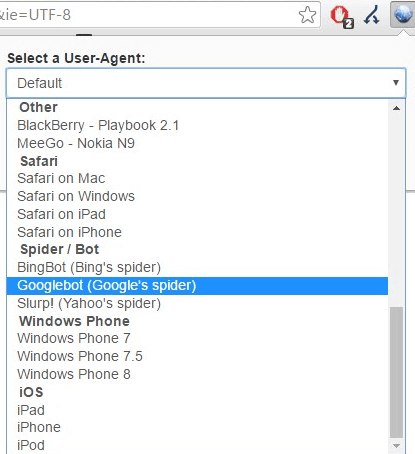 Wtyczka User agent switcher