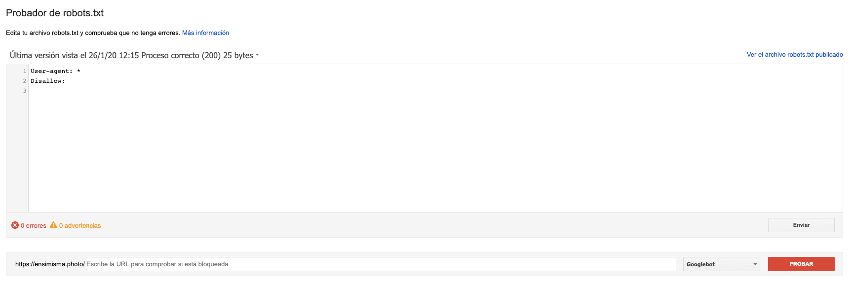 Tester robots.txt w Search Console
