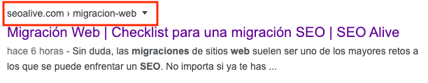 URL w wyniku wyszukiwania Google