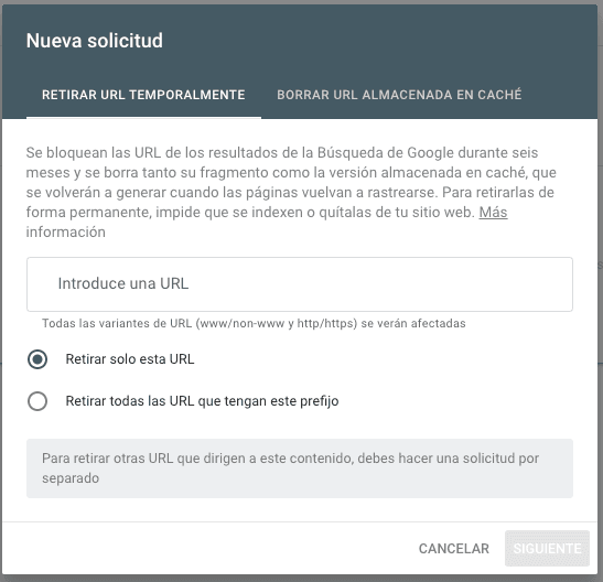 Como desindexar Urls