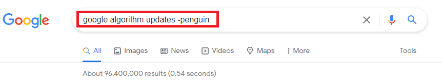 Operator minus w wyszukiwaniu