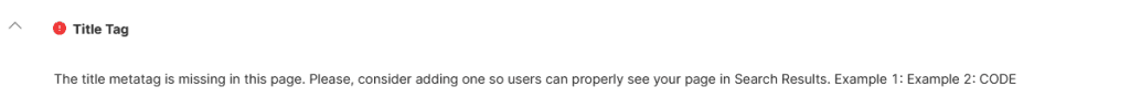 Crawler SEOcrawl zgłasza brakujący tag title ze strony