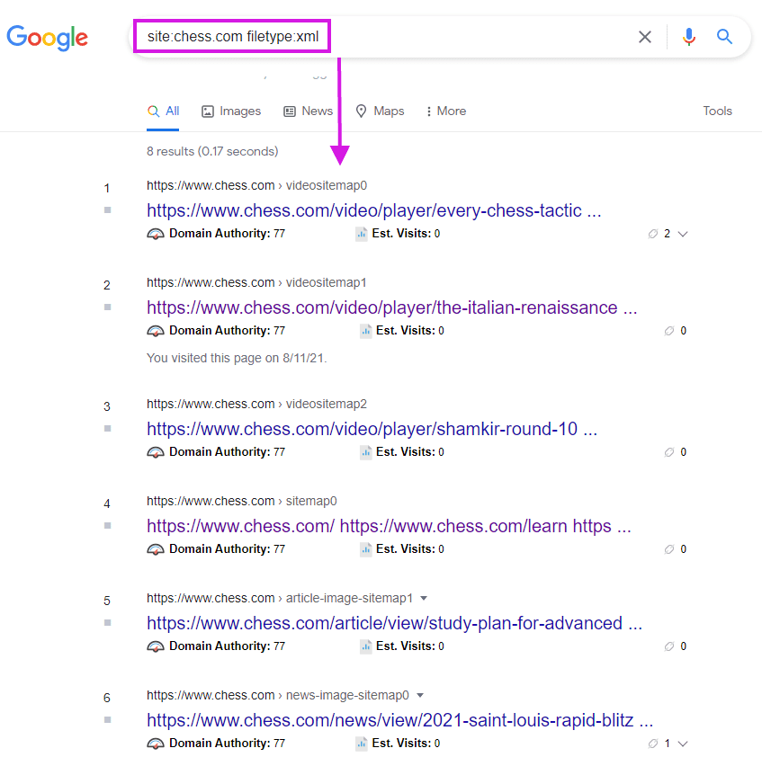 Użyj operatorów wyszukiwania Google do znajdowania map witryn