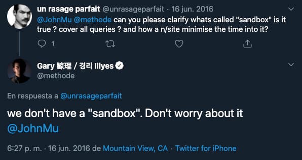 Tweet pytający o istnienie Sandboxa