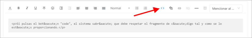 Botón code en el gestor de tareas