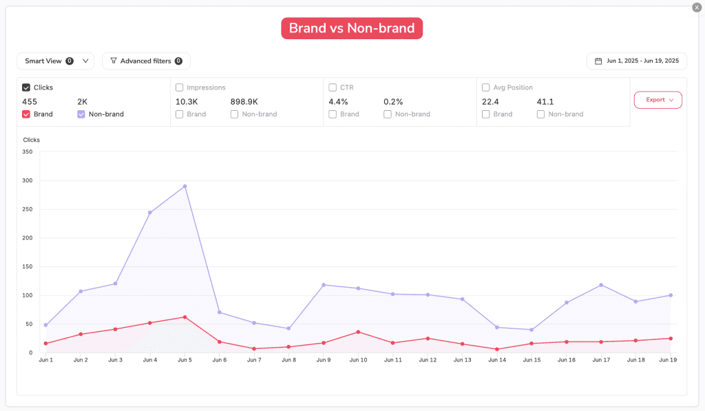 Raport ruchu Brand-vs-Non-Branded