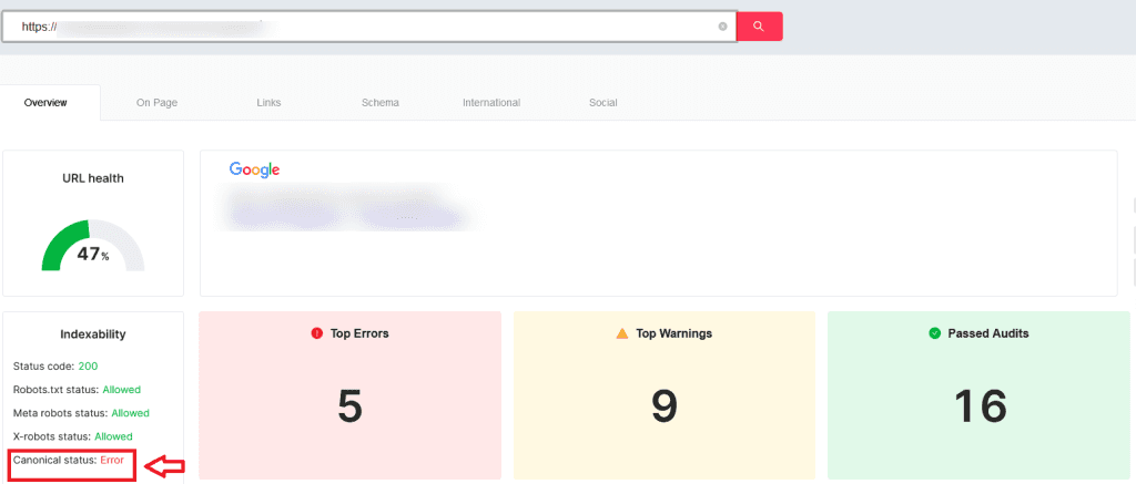 brakujący canonical zgłoszony przez crawler SEOcrawl
