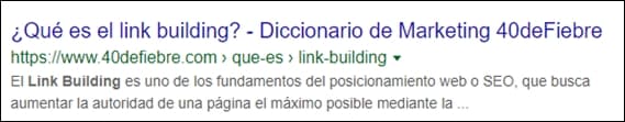 Ejemplo SERP intención de búsqueda informacional