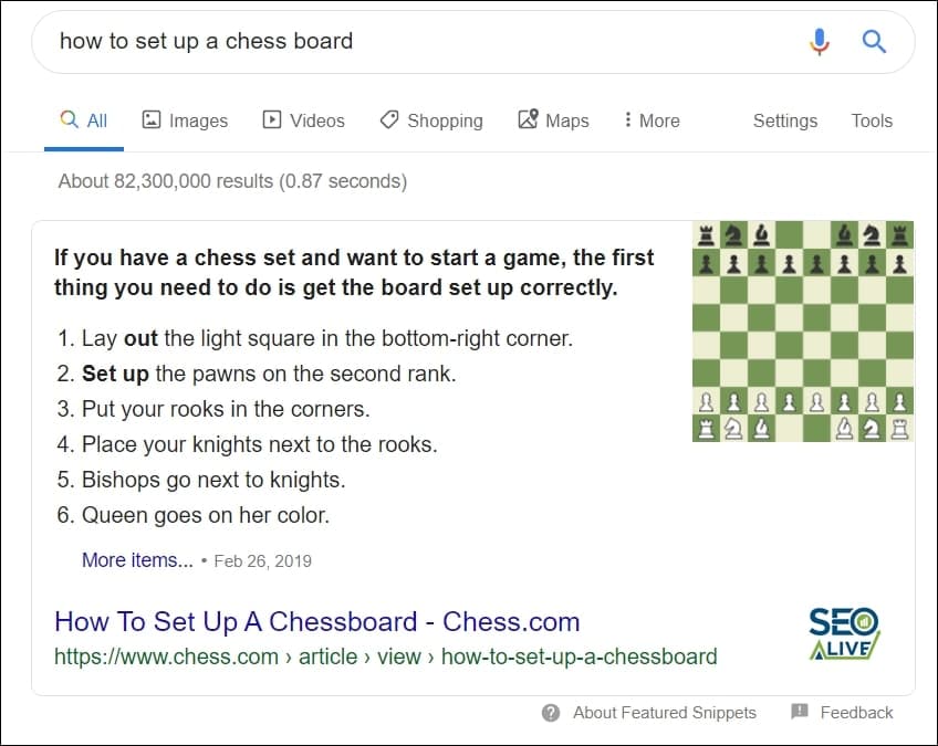 목록 Featured Snippet SEO