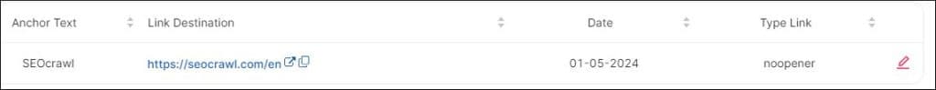 Date field in link monitor in SEOcrawl