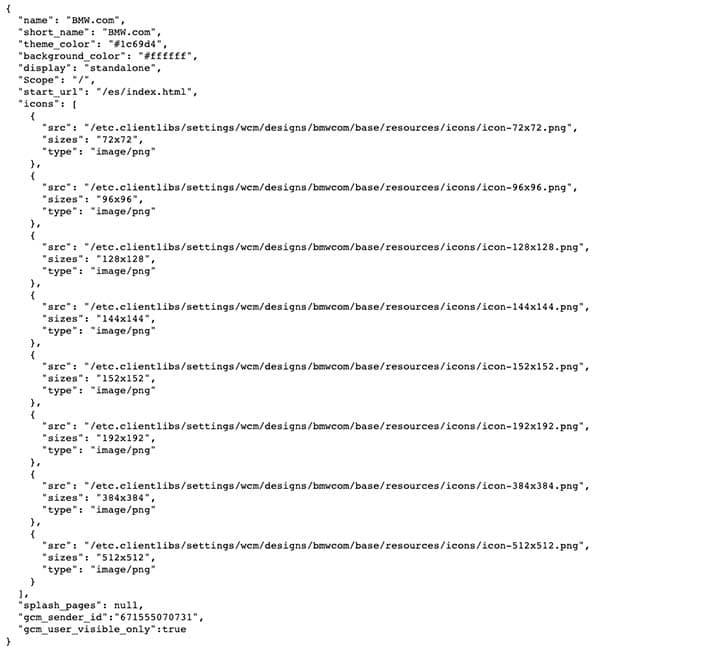 przykład json manifest