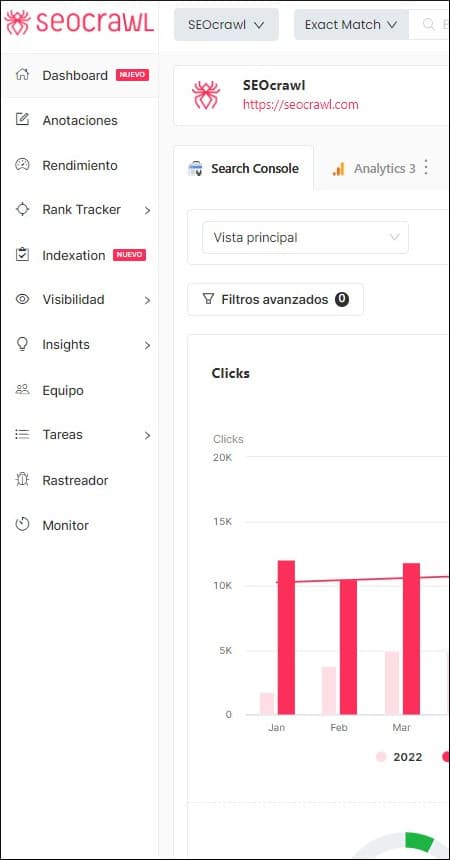 Sticky menu always on display on SEOcrawl