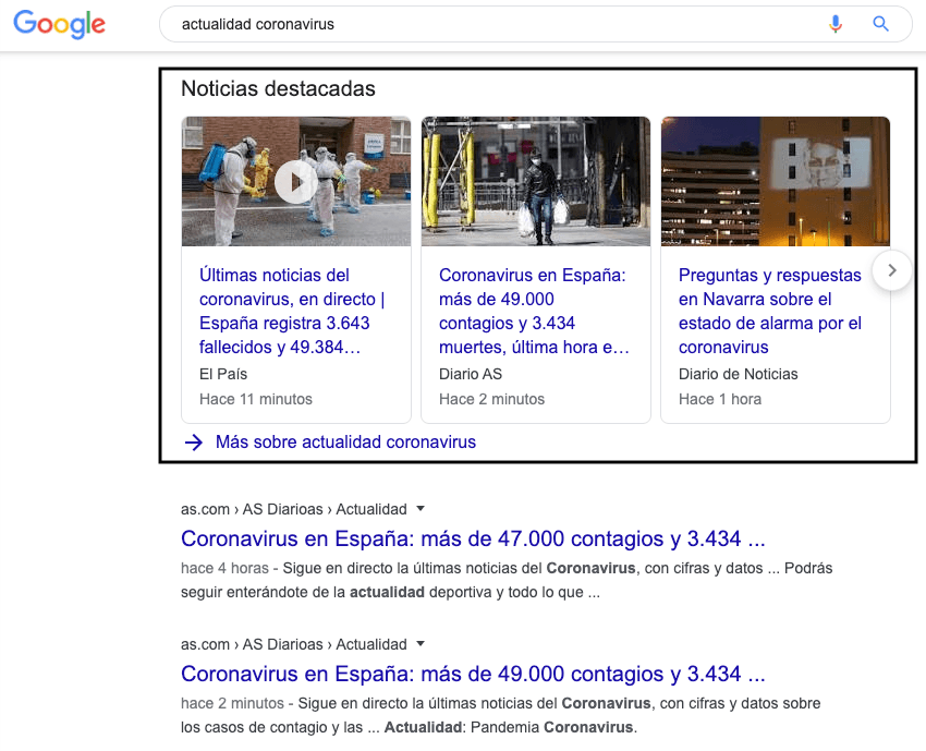 Berita utama di SERP