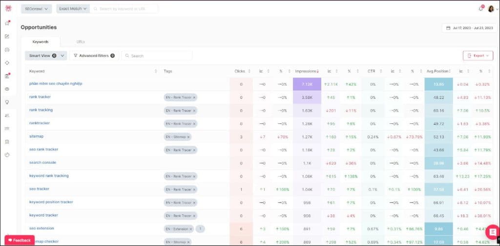 SEO Opportunities report