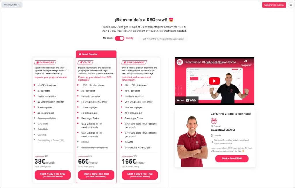 New onboarding page in SEOcrawl