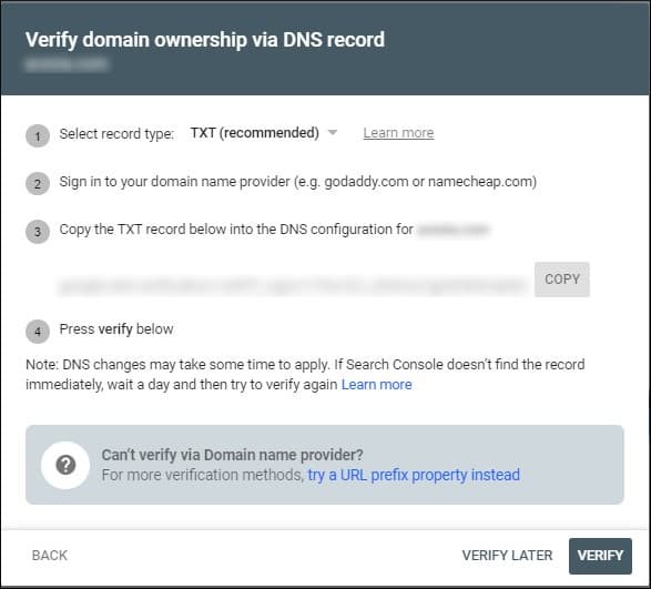 Zweryfikuj własność w Google Search Console