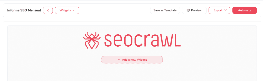 Widok wewnętrzny dashboardu SEO