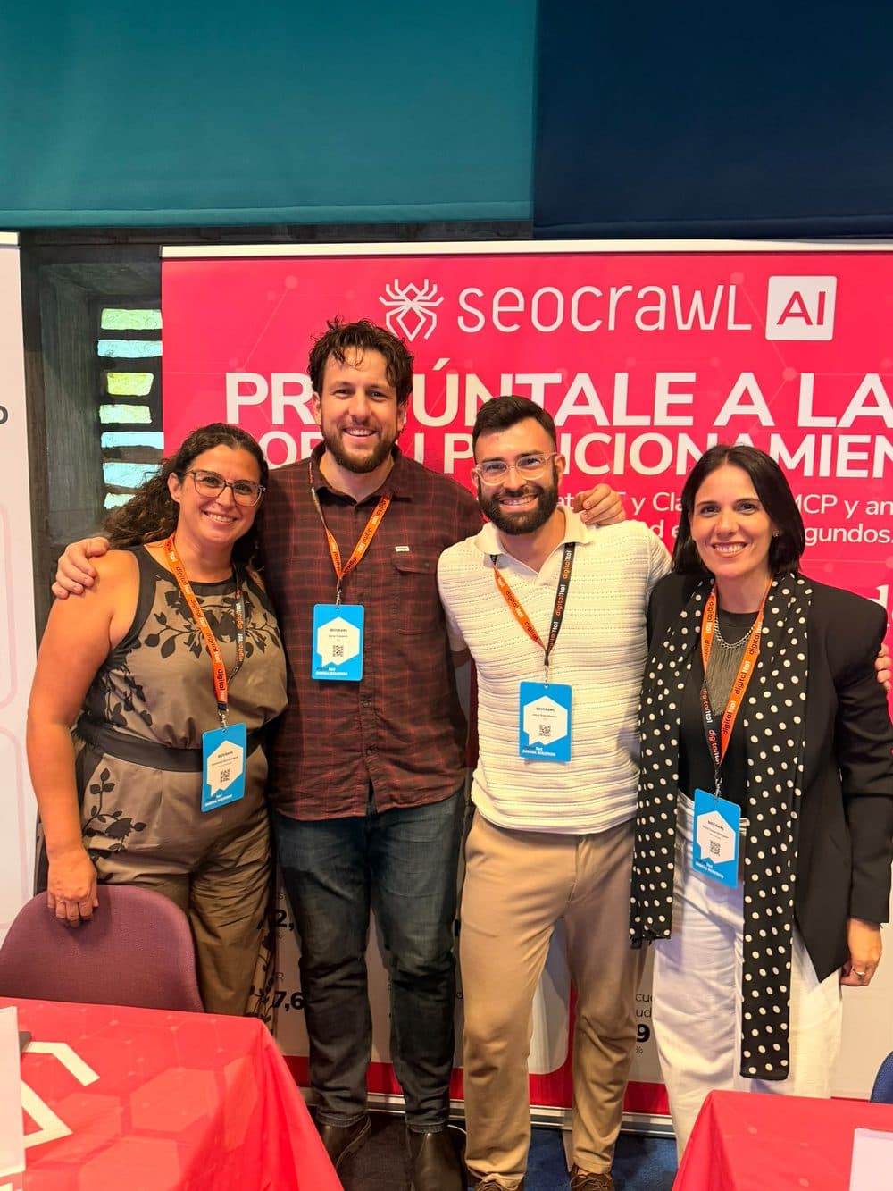 Jesús, Espe, RocÃo and Óscar at the booth Jesús, Espe, RocÃo and Óscar, the SEOcrawl AI team at Digital 1to1 Barcelona 2026