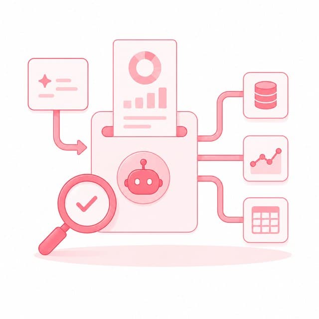 Ilustrasi asisten AI yang sedang mengaudit data SEO