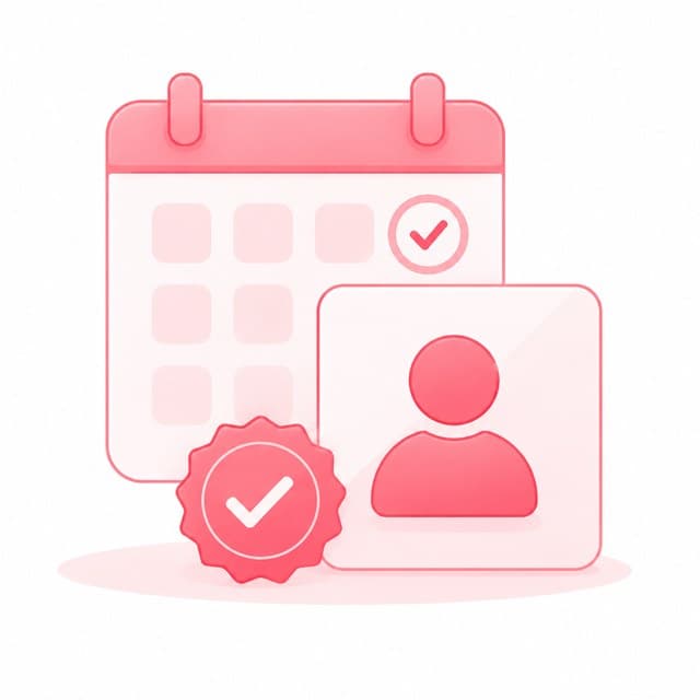 Illustration of a calendar and a verified account badge
