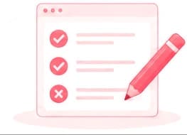Checklist document with ticked and unticked items and an editing pencil