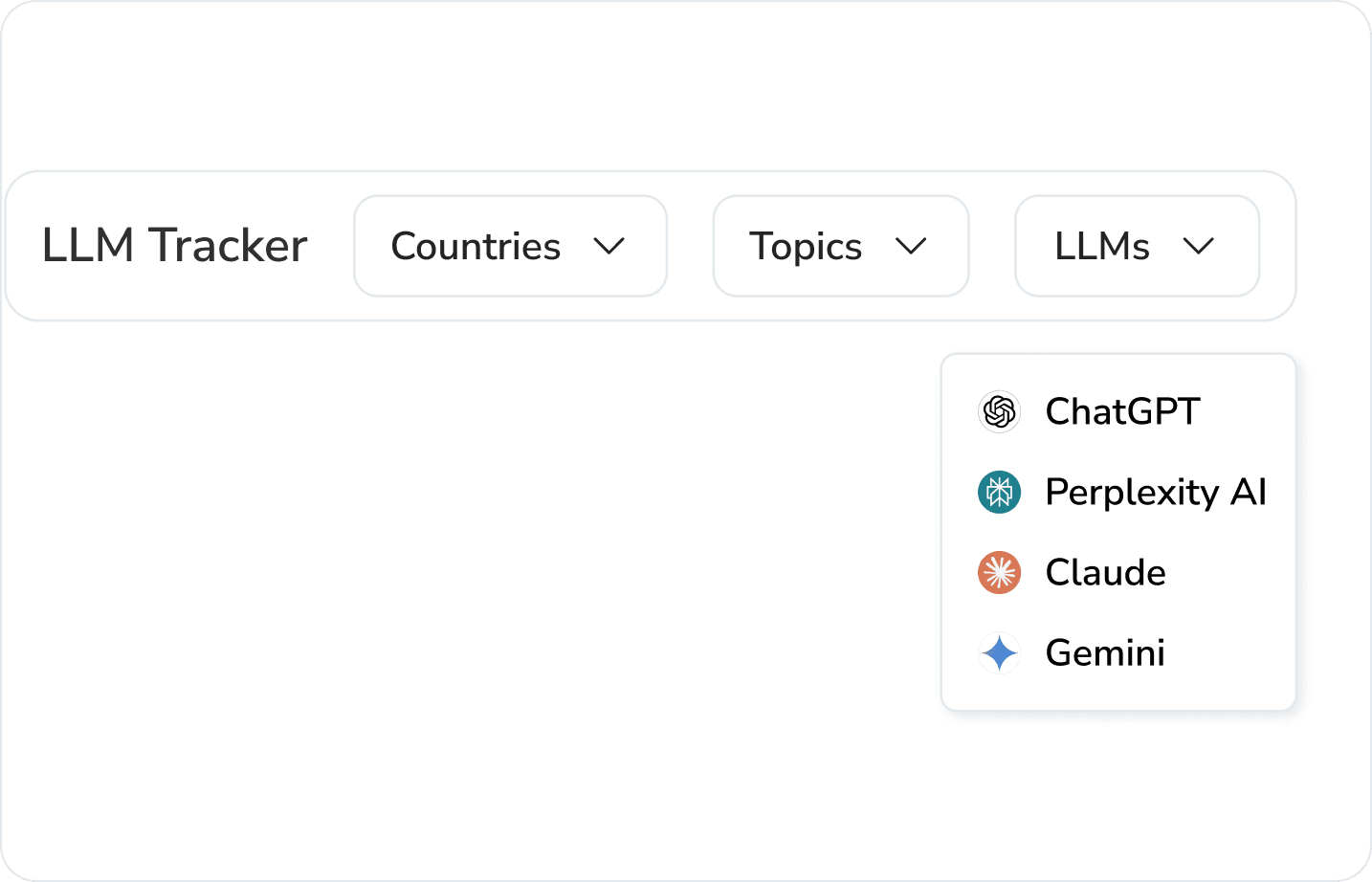 Um conjunto de prompts, todos os motores: descubra onde o Perplexity cita você e os outros não A SEOcrawl AI comparando a visibilidade da marca para o mesmo prompt em Perplexity, ChatGPT, Claude e Gemini