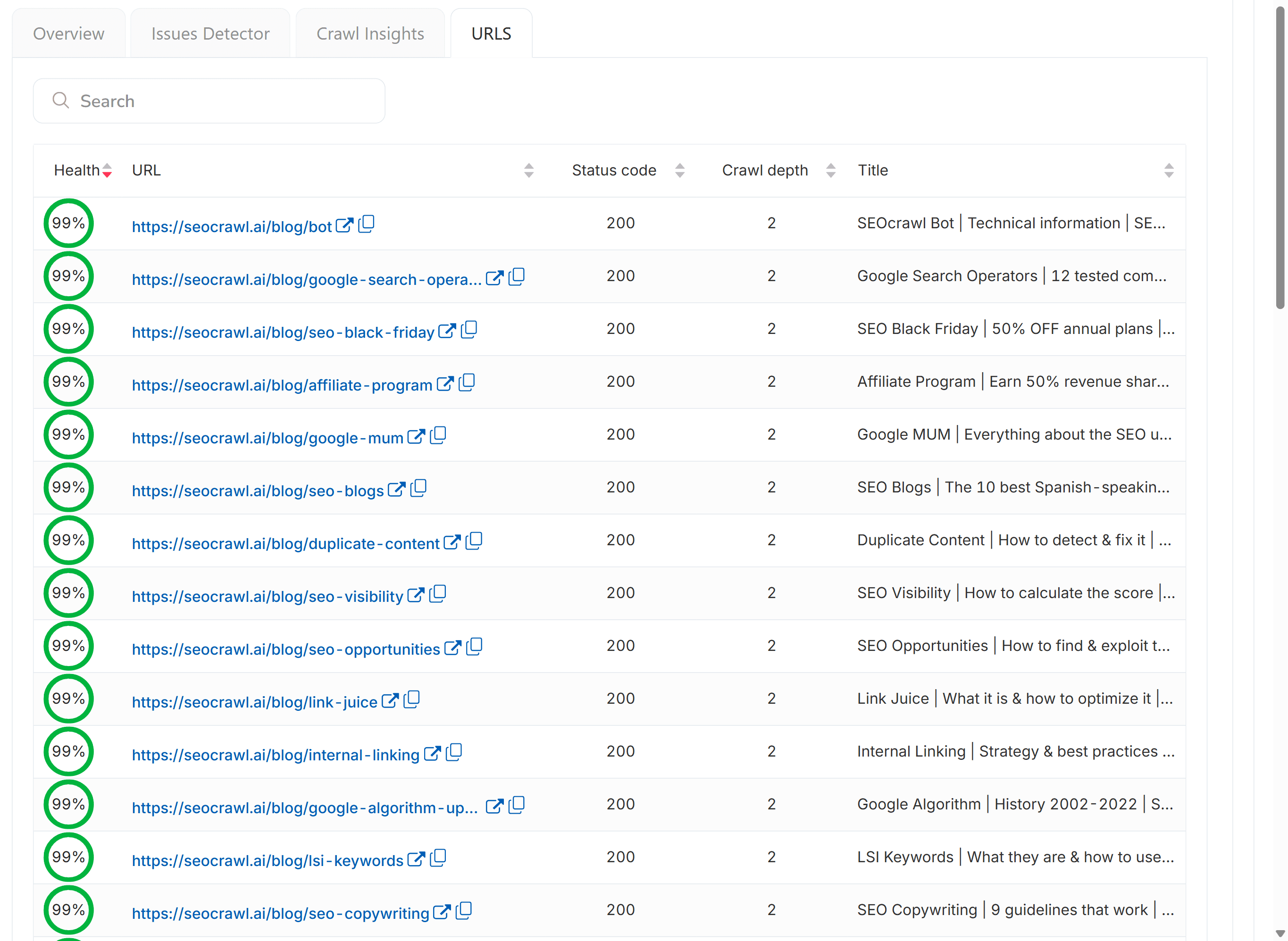 Full-site crawl or single page
