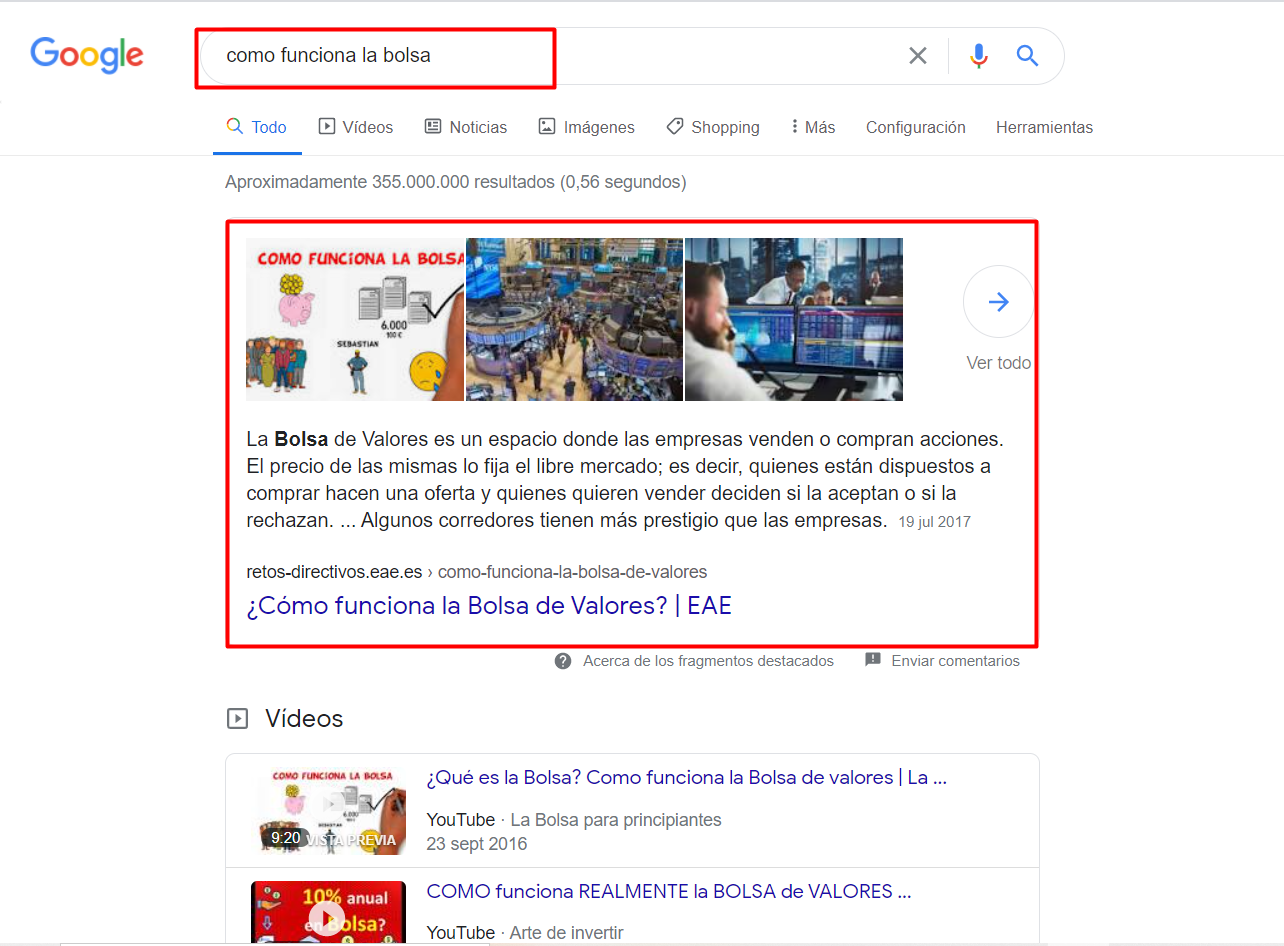 Featured Snippet en las SERP de Google
