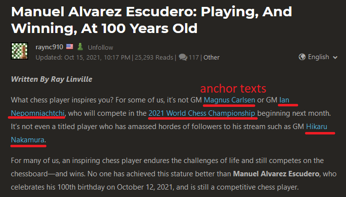 anchor text examples on a webpage