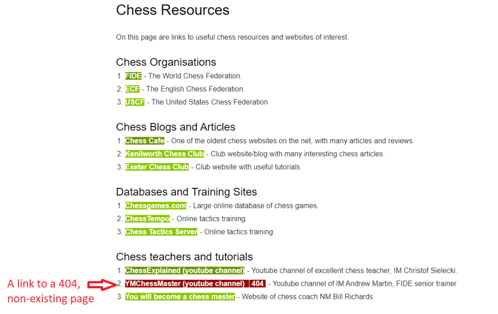 broken link example on a resource page
