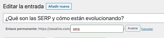 Configurar el slug en Wordpress