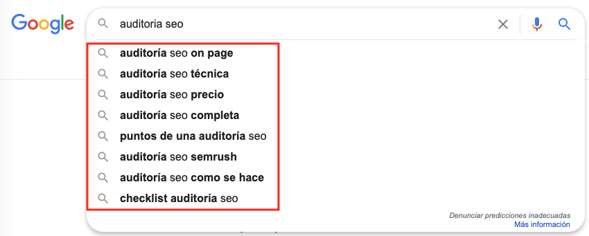 El autocompletado de Google