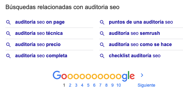 búsquedas relacionadas de Google