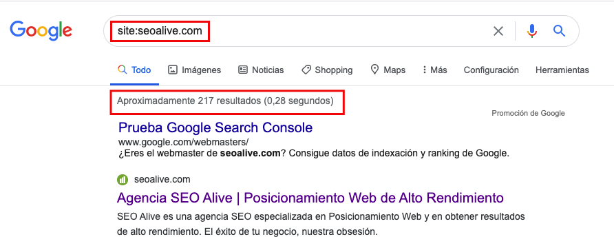 Comando Site para páginas indexadas