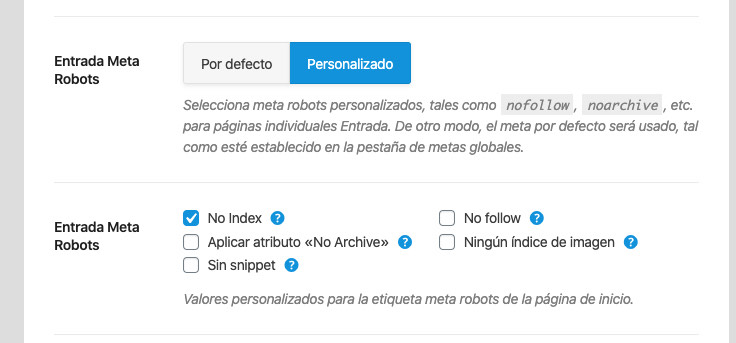 Noindex por tipo de contenido en Rank Math