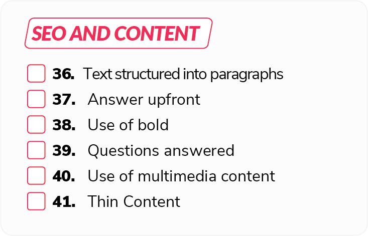Content in SEO project