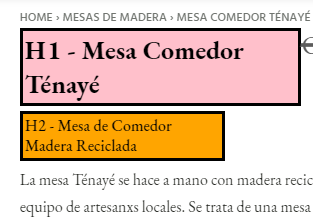 Estructura de encabezados de un ecommerce