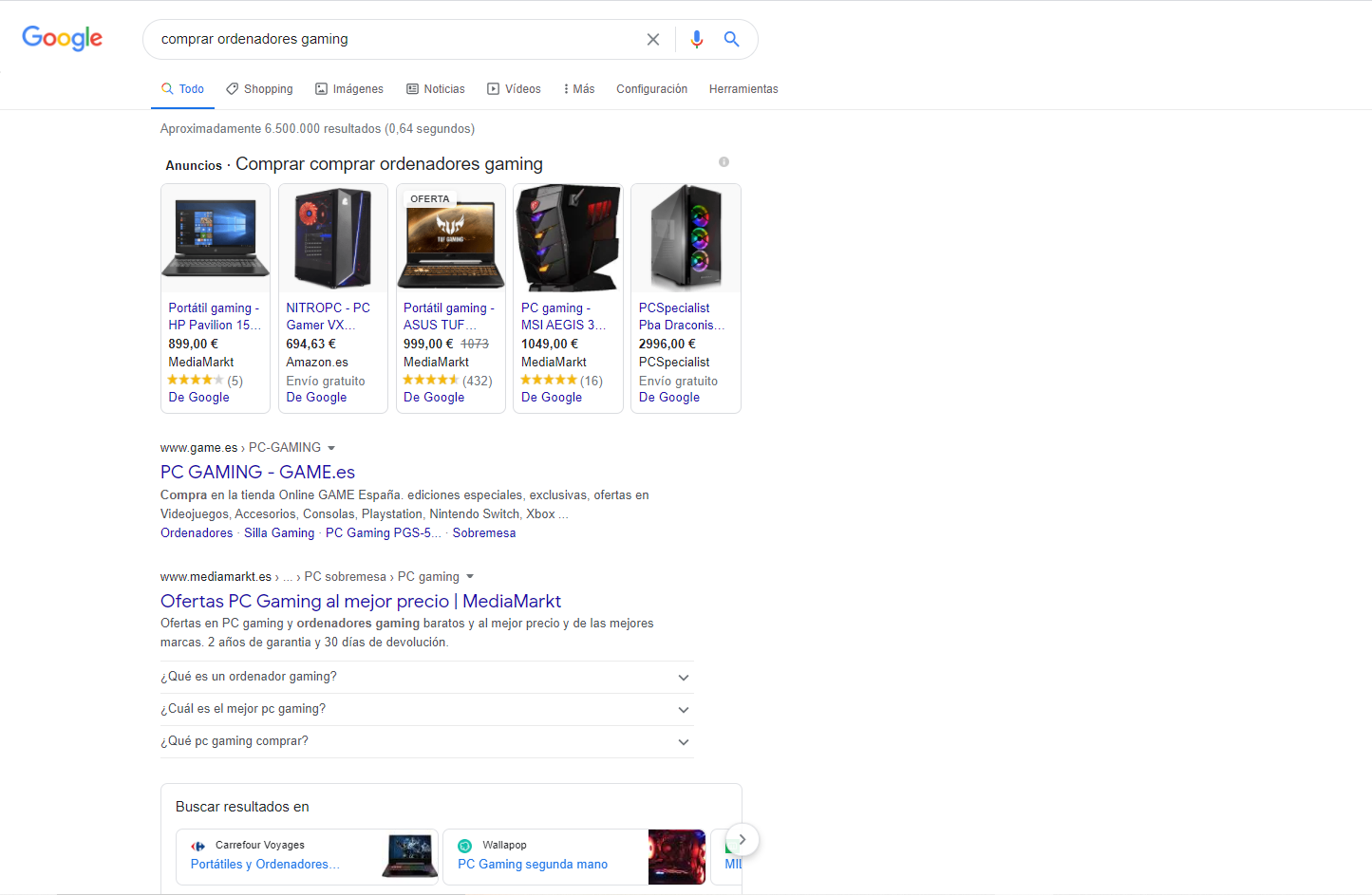 Intención de búsqueda en Google.