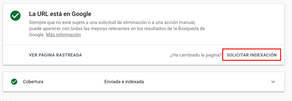 Solicitar indexacion