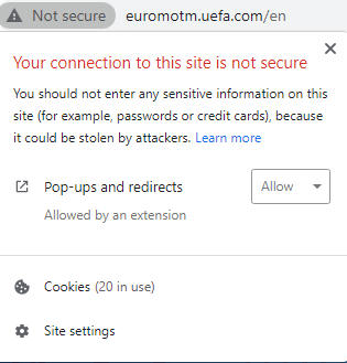 uefa non secure webite