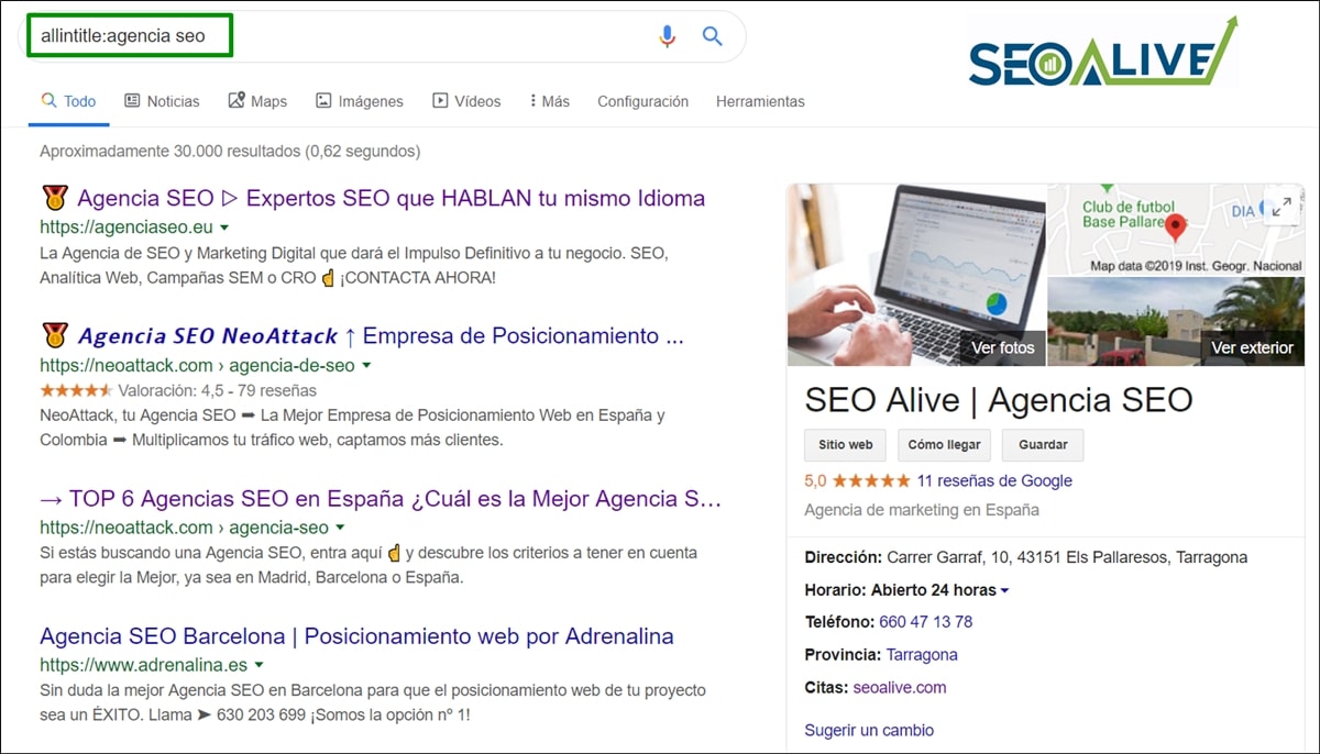 Búsqueda AllinTitle SEO