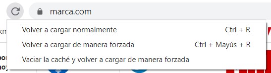 borrar cache desde el navegador chrome