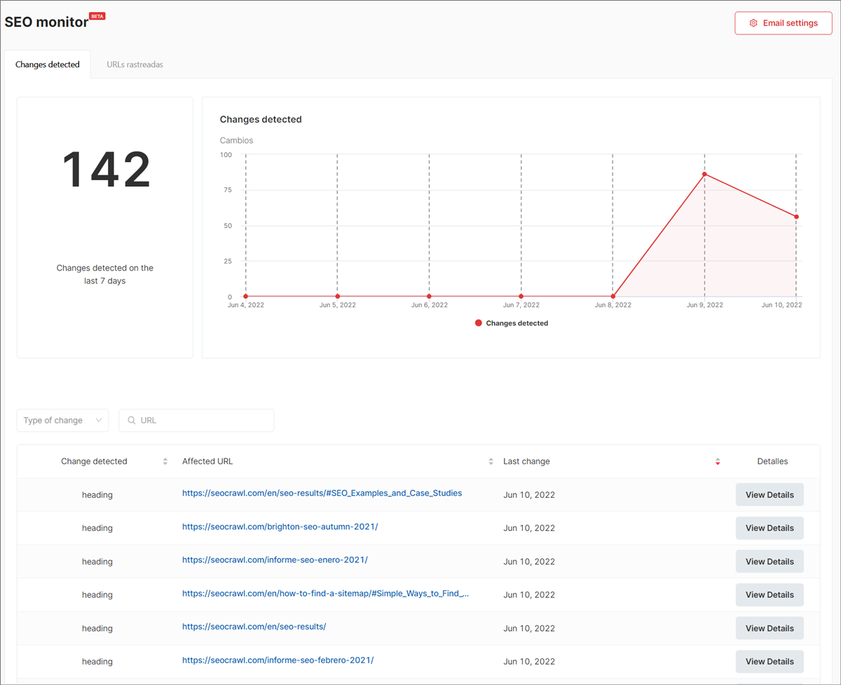 Changes in the SEO Monitor