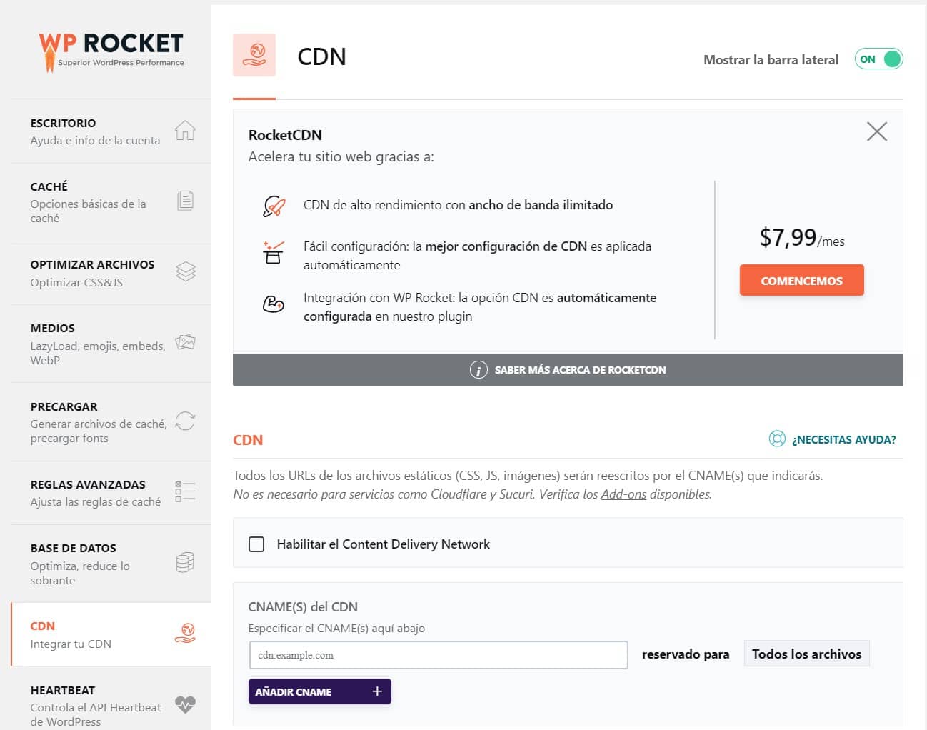 configuracion cdn wp rocket