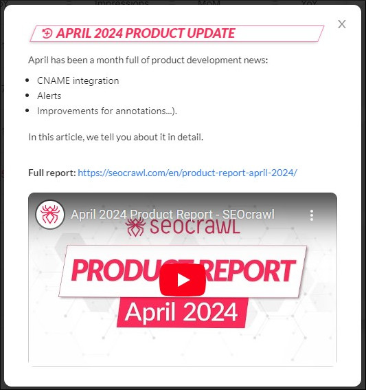 Changelog en SEOcrawl