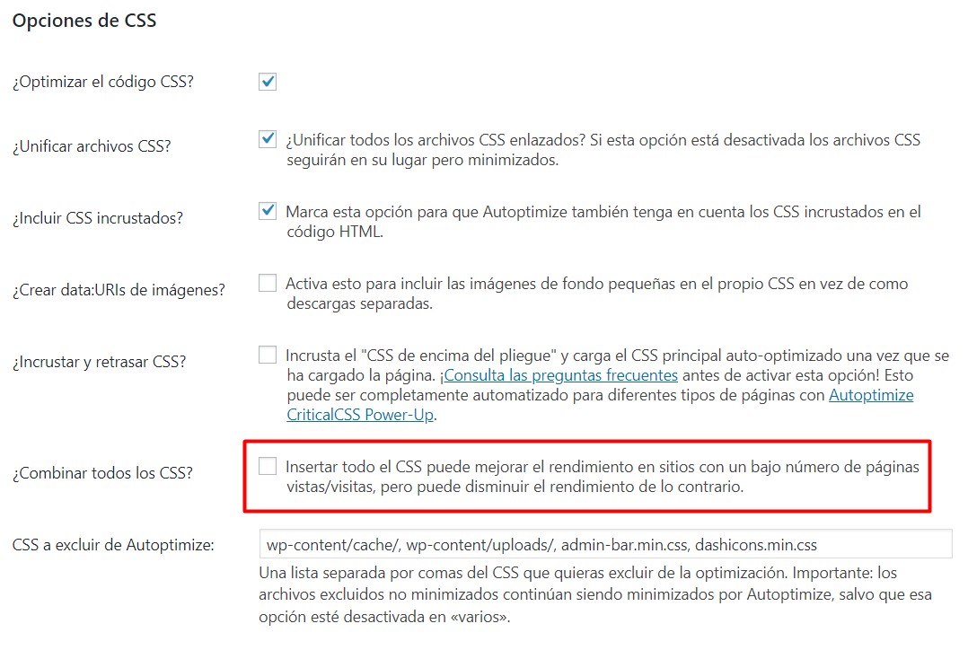 combinar css autooptimize