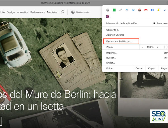 desinstalar PWA en desktop