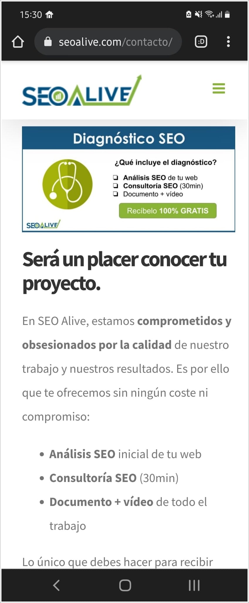 Diagnóstico SEO versión mobile
