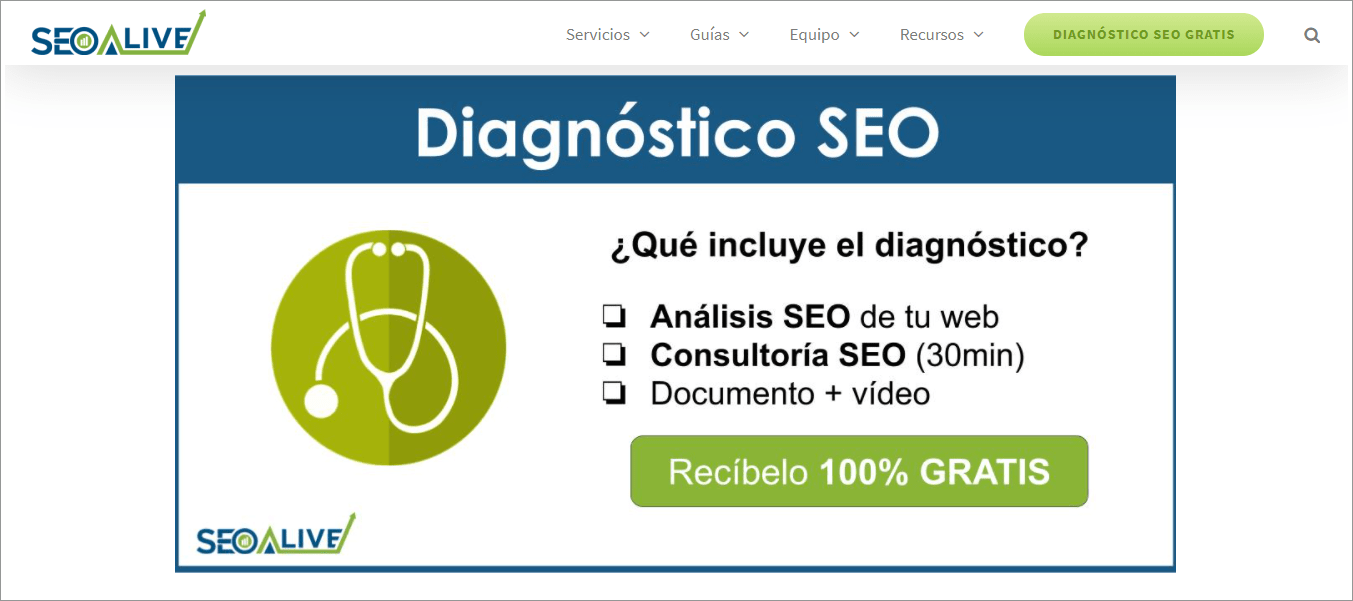 Página de diagnóstico SEO desktop